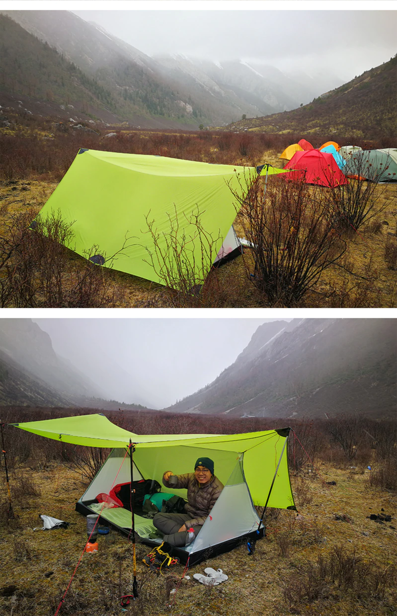 Cheap Goat Tents 3F UL GEAR Shanjing 20D 2 Person 3 Season Ultralight  Outdoor Camping Tent  Professional  Silnylon Rodless Multifunction Tent Tents 